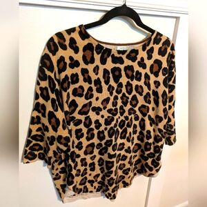 Tyler Boe Leopard Print Cashmere Blend Sweater S